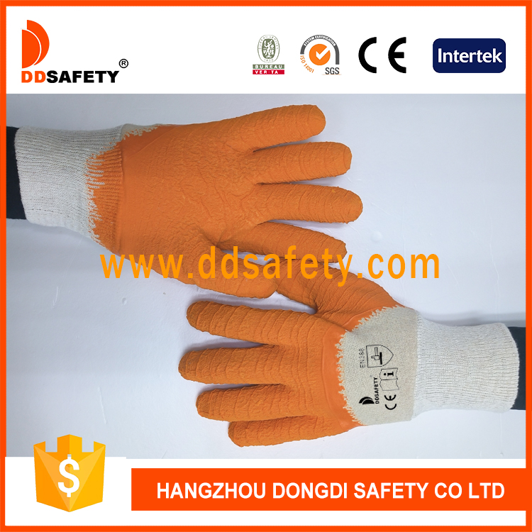 Algodón con guante de látex naranja-DCL402